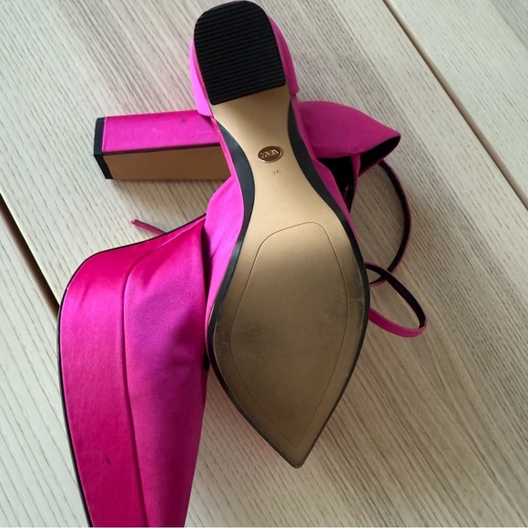 Zara satin pink platform heels Vibrant Pink women size 36 - Picture 6 of 6